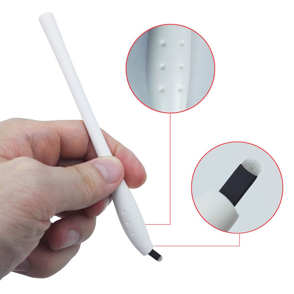 18U Microblading Disposable Pens Microblading Supplies 10 PCS Signature Microblading Needle Pen Microblading Kit Eyebrow Makeup Disposable Sterile Microblades