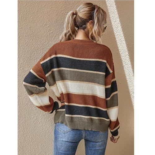 Fall Layering Sweater, Statement Colorblock Style for Crisp Days, Women Crewneck Knit Light Sweaters Casual Outfits3
