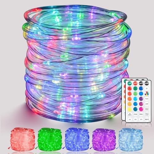 HAHOME 66ft 200 LED Waterproof String Lights, Color Changing Outdoor/Indoor Rope Lights Plug in with Remote, 16 Colors & 8 Modes for Garden, Party, Patio, Wedding, Halloween, Christmas Decorations