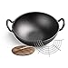 Produktbild JB-CG Wok-Topf 28CM Gusseisentopf Pfanne Mit Holzabdeckung Antihaft-Pfanne Unbeschichtete Binaurale Fritteuse Für Induktionsherd-Gasherd (Farbe : B)