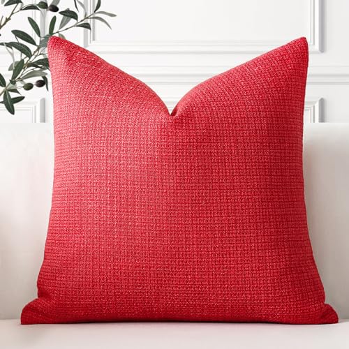 Artscope Linen Cushion Covers Set of 1 Decorative Square Pillowcase Pillow Cover 24x24 Inch for Home Decor Sofa Bedroom Car 60x60cm Red