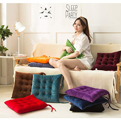 Coussin de chaise velours doux vert carré lot de 2 avec attaches - 3
