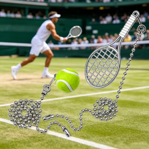 Image of Tennis Ceiling Fan Pull Chain Decorative Extension Light Pull Chain Set,Sport Theme Fan String Charm Decorative Extension,Fan Light Chains Ornaments,Tennis Pendant for Ceiling Fans Lights Lamp