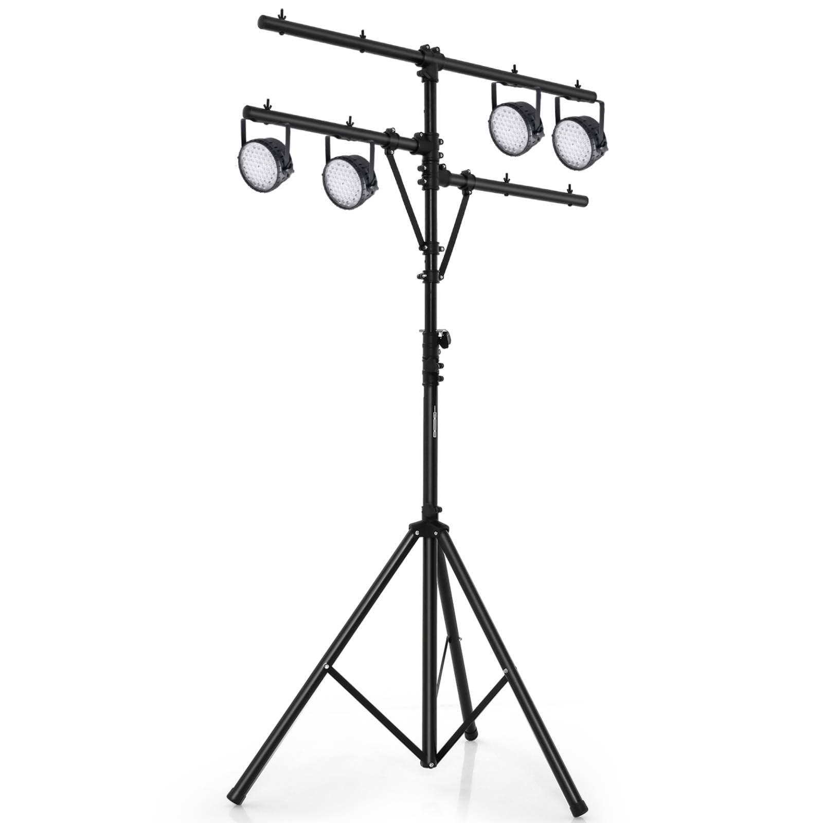 GiantexUK T-Bar Lighting Stand, 8 Lights Portable Photography Lights Tripod Stand with 11 level Adjustable Heights & 8 Hanging Points, Heavy Duty DJ Light Support for Wedding Party Ceremony