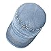 VOBOOM Washed Cotton Military Cadet Army Caps Unique Design Vintage Flat Top Hat (Denim Light Blue)