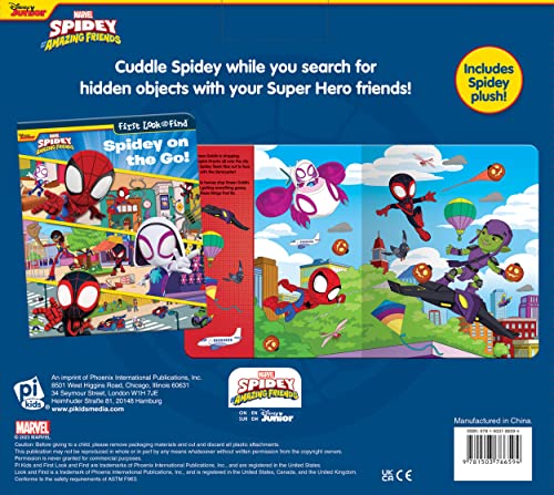 Marvel Spider-man Spidey and his Amazing Friends – Spidey on the Go! First Look and Find Activity Book and Spidey Plush Toy Gift Set – PI Kids Board book – June 20, 2023 - Image 3