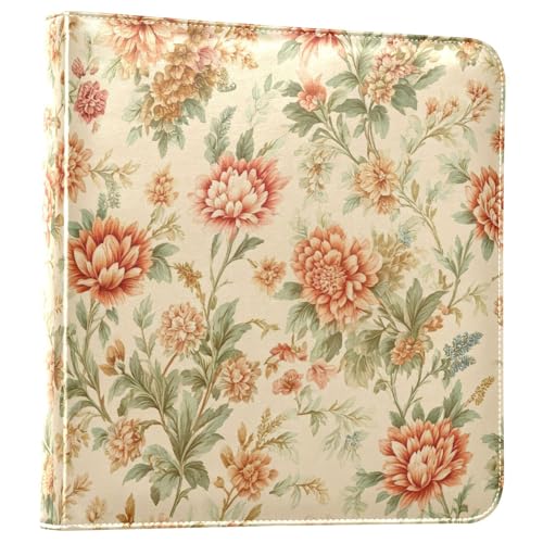 Álbum de fotos de encuadernación anillada de 3 anillos, diseño floral elegante, 40 páginas adhesivas de 8x10 para recuerdos miniatura 1