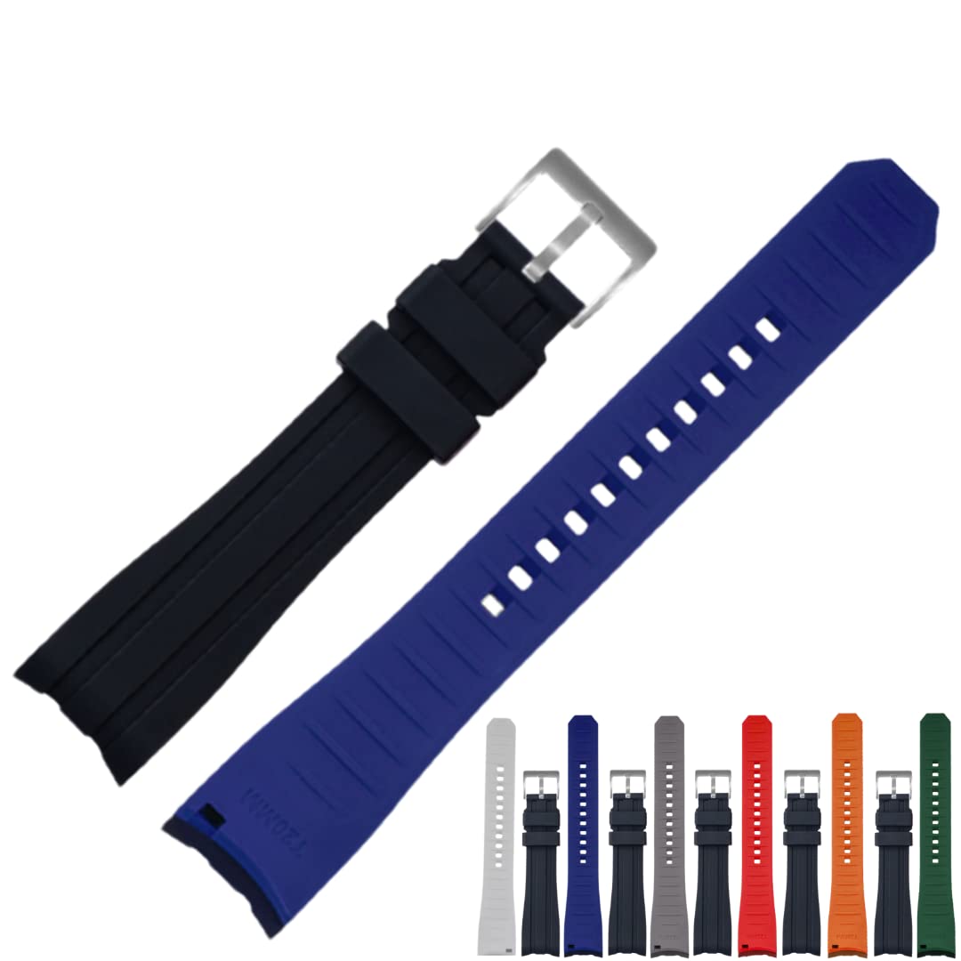 StrapseekerTop Grade Ames Silicone Quick-Release Curved Lug End Watch Strap- Watch band For Men & Women Wristwatch Waterproof Band Replacement- Perfect for Sports, Diving, or Casual Wear- Colors: Green, Red, Black, Blue, & Orange- Sizes: 20mm 22mm