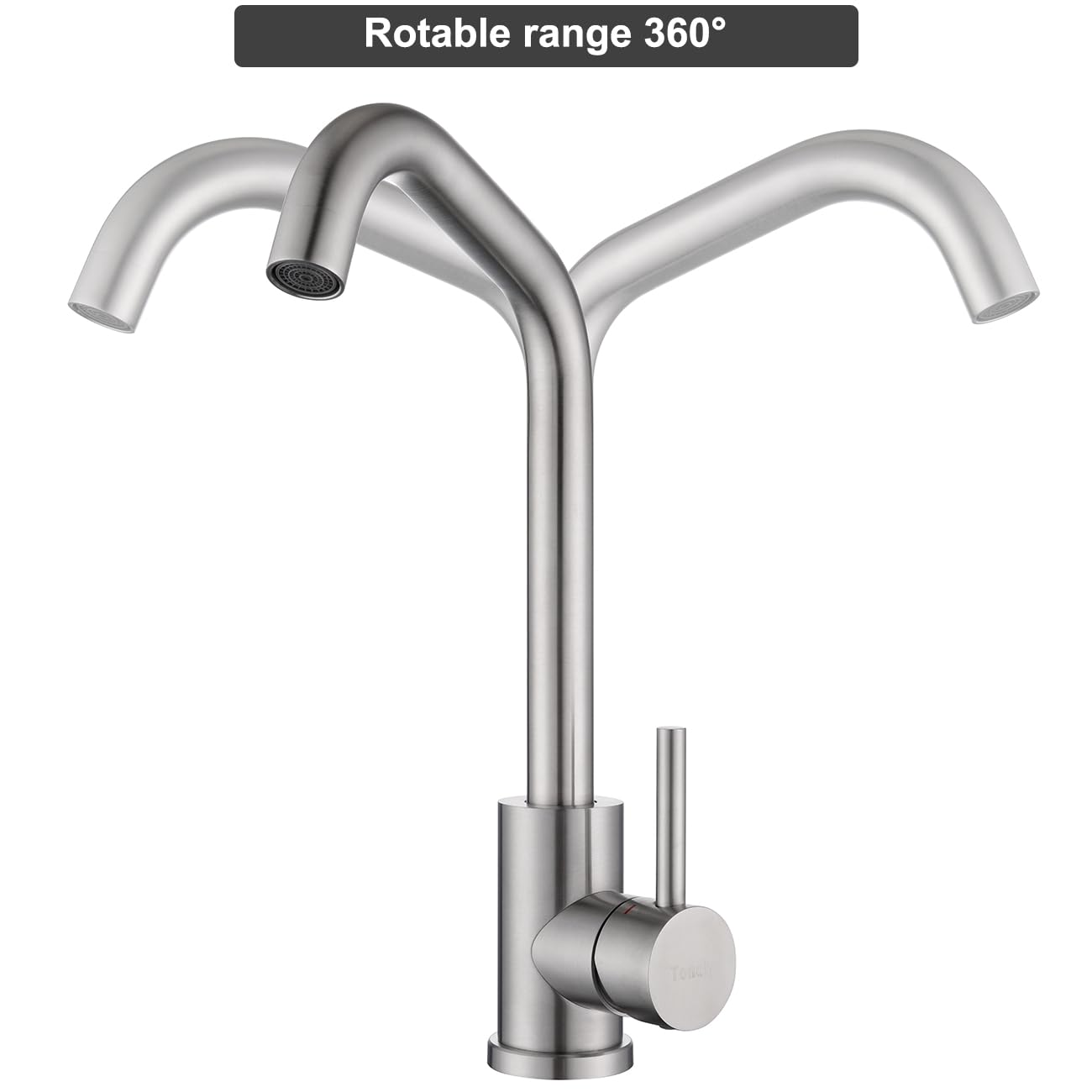 Robinet Cuisine Acier Inoxydable Brossé Mitigeur Evier Haute Pression Pivotant 360° Eau Chaud Froid Cartouche Céramique