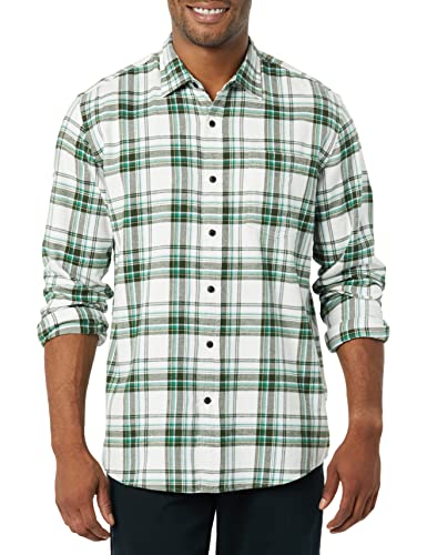 Image of Amazon Essentials Men's Regular Fit Long-Sleeve Flannel Shirt, Soft Brushed Cotton, Lightweight yet Warm