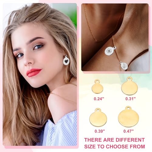 Chapas metálicas en blanco PATIKIL, 60 piezas de acero inoxidable oro y plata con agujero 3