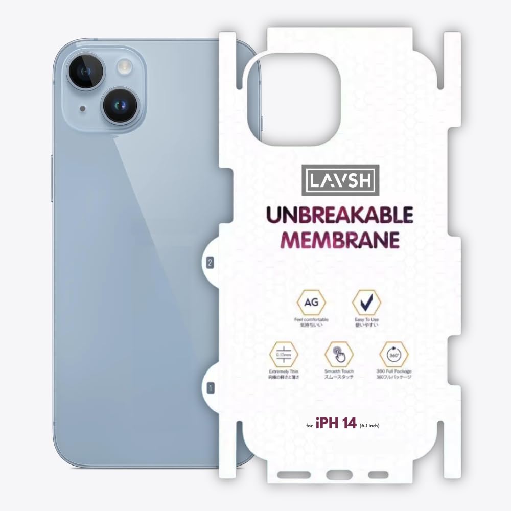 Lavsh Matte Membrane - Ultra-Thin Transparent Back Skin for iPhone 14 - Sleek Matt Back Skin with Precision Cut-image-19