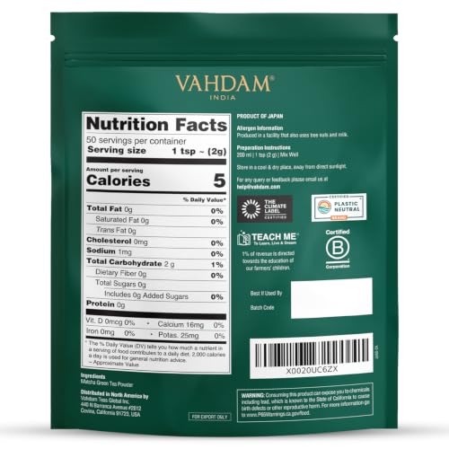 Image of VAHDAM Matcha Green Tea Powder (3.53oz|50 Servings) Sourced from Japan