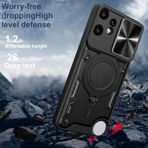 Image of Designerz hub CMF Phone 2 Pro Back Case | Hybrid Case with 360 Degree Rotating Finger Ring Holder + Slider Shutter Camera Protection Case for CMF Phone 2 Pro- Blue