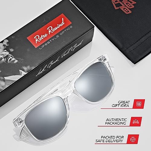 Image of Retro Rewind Polarized Sunglasses for Women Men - UV400 Classic Square Vintage Shades Trendy Unisex Sun Glasses