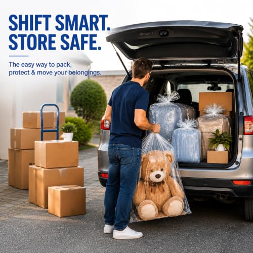 Image of Storite 10PCs Large Tranparent LDPE Plastic Trolley Cover 40 x 60 in