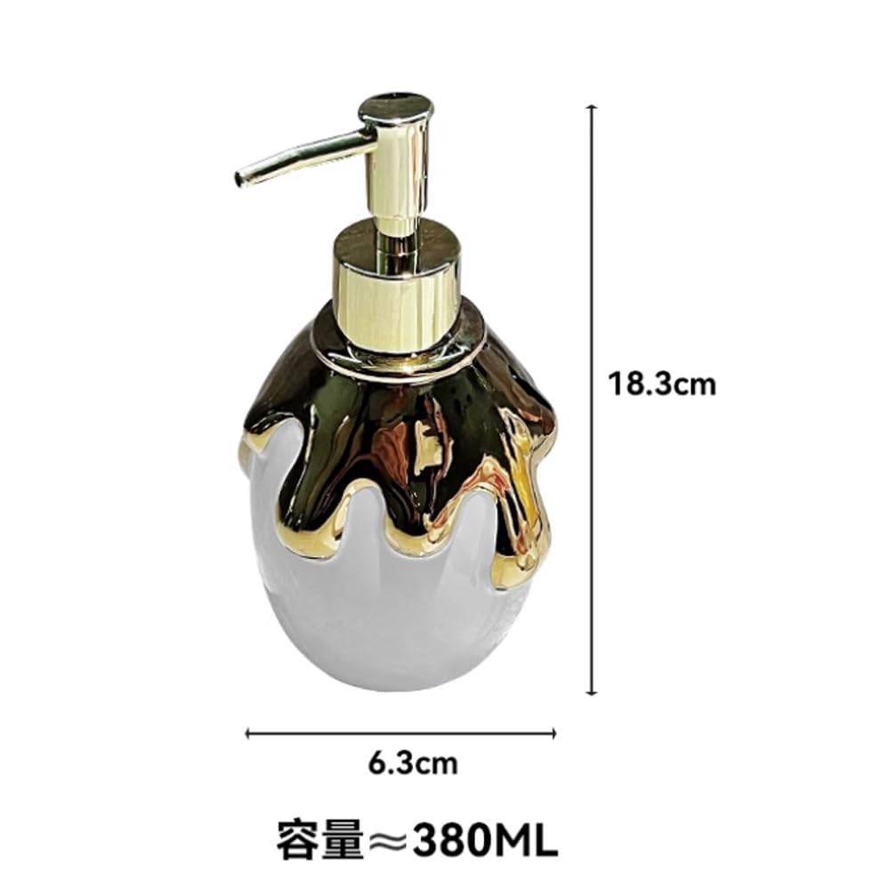 Luxury Honey Jar Shape Hand Lotion Bottle Facial Cleanser Shampoo Shower Gel Lotion Press Bottle Ceramic Advanced Feeling (White)