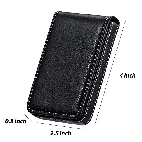 Image of Outus 2 Pcs Business Card Holder, PU Leather Business Card Case Pocket Wallet with Magnetic Shut for Men Women(Black and Coffee,Classic)