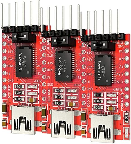 AZDelivery 3 x Adaptateur Compatible avec FT232RL, Indicateur de Communication d'Émetteur-Récepteur RXD/TXD, Module Convertisseur USB vers TTL 3.3V 5.5V Compatible avec Arduino et Raspberry Pi