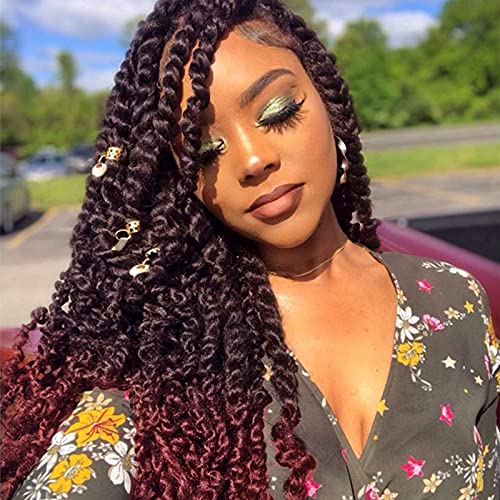 7 Packs Passion Twist Hair 14 Inch Water Wave Crochet Hair Pre-Looped Passion Twists Crochet Braids Synthetic Water Wave Braiding Hair Extension (14" 7Packs, TBug)