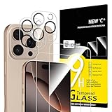 NEW'C Kit de 4, 2 x Verre Trempé pour iPhone 16 Pro Max (6,9 Pouces) et 2 x Protection Caméra Arrière - Anti Rayures - sans Bulles d'air -Ultra Résistant - Dureté 9H Glass