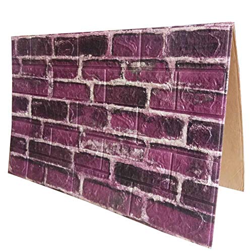 Poppap Faux Brick 3d Wall Panels Foam Brick Wallpaper Wall Tiles Peel And Stick Self Adhesive Waterproof Purple White Color Painted 3d Brick Effect Wallpaper Tv Wall Background Wall Decor 12 Panels