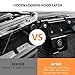 RERPRO JL Hood Lock for 2018-2025 Jeep Wrangler JL JLU Unlimited 4XE Anti-Theft Hidden Hood Latches Locking Safety Catch Auto Rebound 1 Piece Black with 2 Keys
