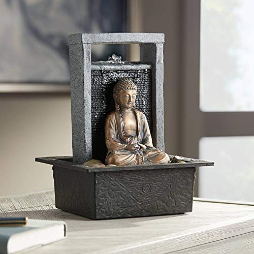 Meditating Buddha 11" High Small Zen Asian Indoor Decor Faux