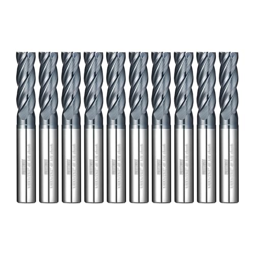 WEXWE Tools Carbide End Mill Square Milling Cutter for Cutting Alloy Steels,Cast Iron, Hardened Steel - 4 Flute Cutting Tools 1/8 Shank (1/8-2.0