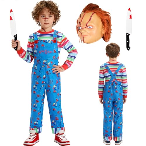 Disfraz completo Creepy Doll para niños M/130 azul miniatura 1