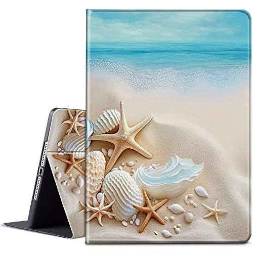 Case for All-New Fire HD 8 & Fire HD 8 Plus Tablet 14th/12th/10th Generation 2024/2022/2020 with Adjustable Stand & Auto Wake/Sleep Feature Smart Protect Tablet Cover Case - Seashell On Beach