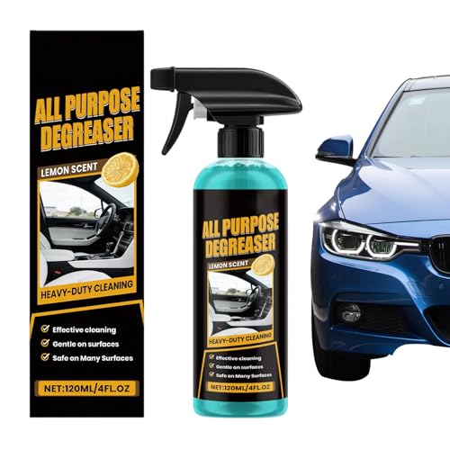 Limpiador de grasa de cocina, 2 botellas de 120 ml, spray limpiador universal para motor y quitagrasas, para casa, coche, eliminación rápida de manchas, estufa, horno, fregadero, encimera, armario