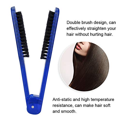 Cepillo alisador de cabello doble azul miniatura 2