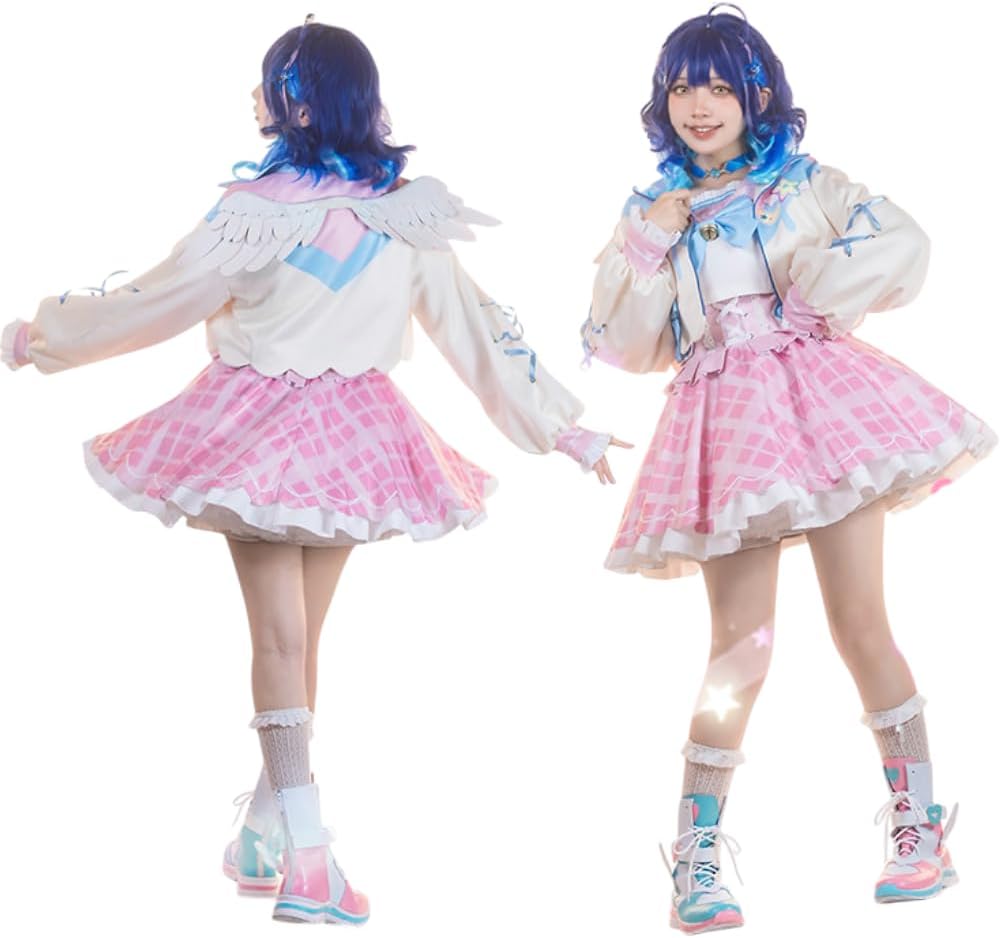 天宮こころ コスプレ 衣装1式(1部なし、羽あり)ウィッグ Sサイズ コスプレウィッグ バーチャルYouTuber VTuber 天宮こころ