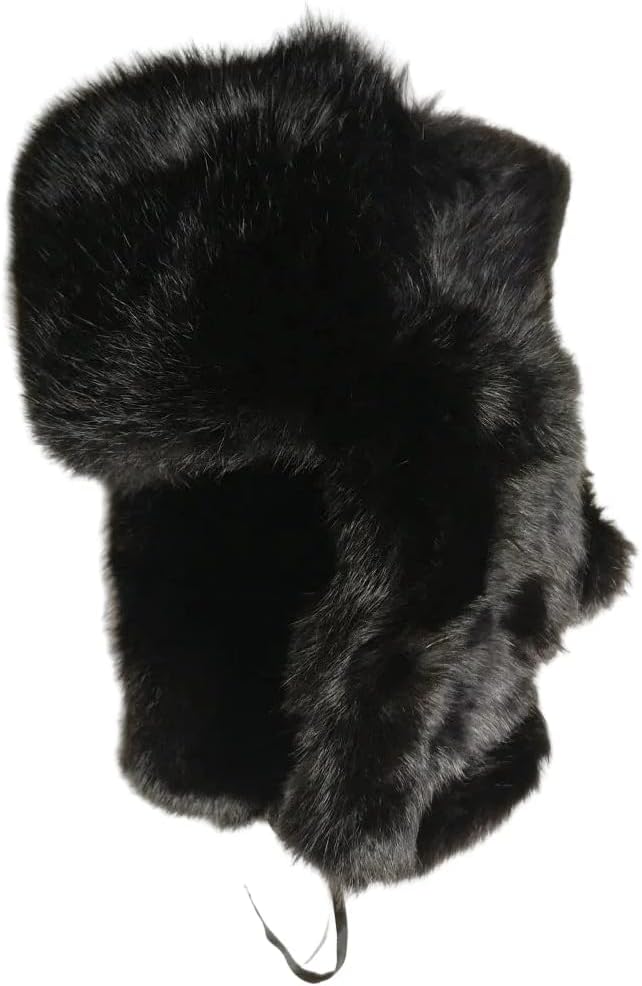 Rabbit Fur Ushanka Winter Hat Grey