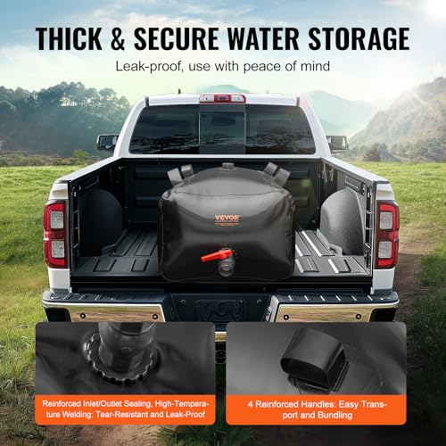 Image of VEVOR 240L /63.4 Gallon Water Storage Bladder, Portable RV Water Tank, 1000D PVC Collapsible Water Storage Containers, Soft Water Storage Bag, Water Bladder, Fire Prevention, Camping, Emergency Water