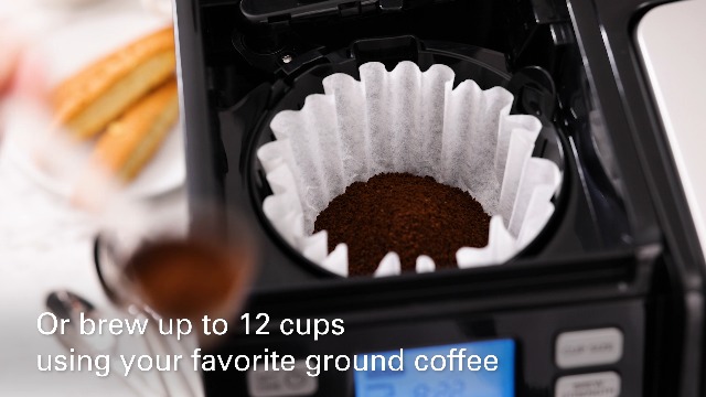 Hamilton Beach FlexBrew Trio 2-Way Coffee Maker (Refurbished) - Brew K-Cup Pods, Ground Coffee, Or A Full 12-Cup Pot, Black (Model R49934)