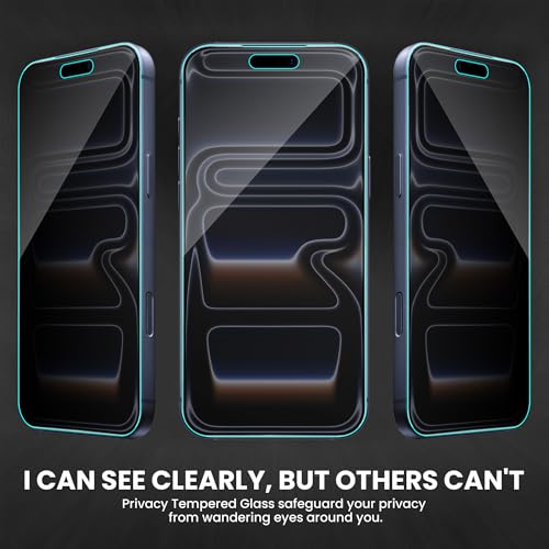 Image of FIRST MART Privacy Tempered Glass for iPhone 17 Pro Max With Cable Guard & Installation Kit | Anti-Spy 9H Screen Protector, Edge-to-Edge, Case-Friendly | Black