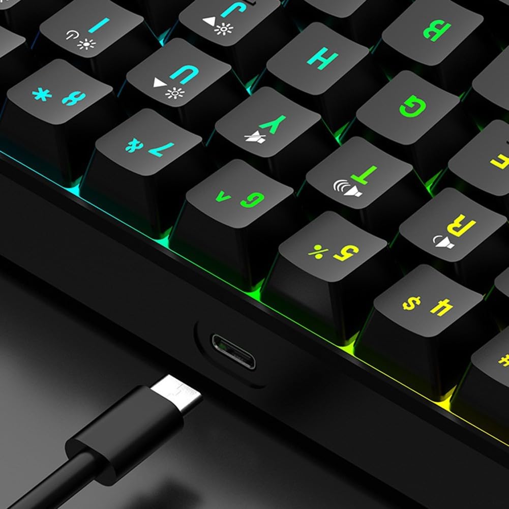 Tastiera da gioco cablata al 60%, con retroilluminazione RGB, portatile ed ergonomica, tastiera retroilluminata RGB per PC, per Mac, ufficio, gaming (bianco)