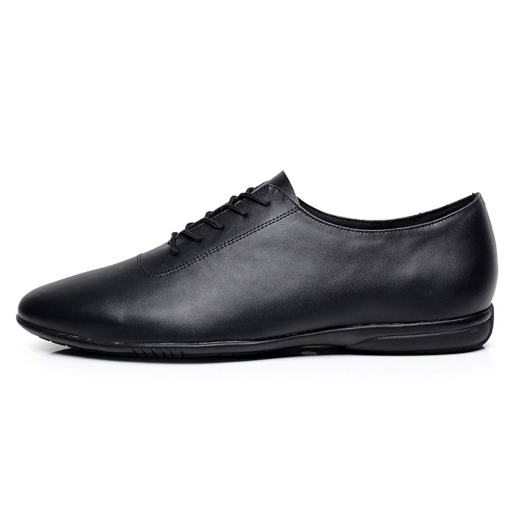 HIPPOSEUS Men's Lace-up Ballroom Dance Shoes Soft Full Rubber Sole Social Dance Performance Shoes Black,Model 9016,7 D(M) US
