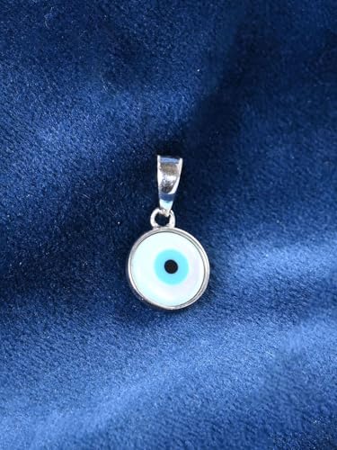 Image of Clara 925 Sterling Silver Evil Eye Pendant Necklace for Men & Women | With or Without Chain | Platinum Plated