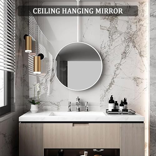 Miroir suspendu plafond rond blanc pour résoudre le manque de place au mur - 7