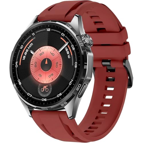 Image of 22mm Silicone Watch Band Compatible with Huawei Watch GT 6 46mm Strap,Multi-hole Design Straps with Black Metal Connector and Buckle Compatible with Amazfit Balance 2 Bands