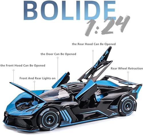 Image of Magicwand 1:24 Scale Die-Cast Bugattti Bolide【Only Blue】【Large】 with 4 Openable Doors,Pull Back Action,Lights,Music & Working Horn【Pack of 1】