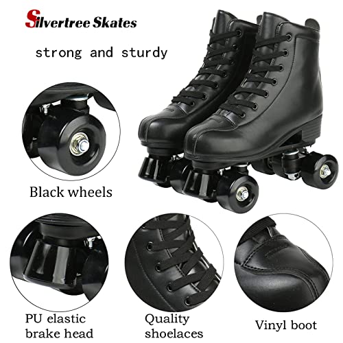 Silvertree PU Leather Quad Roller Skates