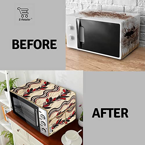 Image of Polyester 3-Layered Microwave Oven Top Cover With 4 Utility Pockets Suitable for Upto 30 Liter (Color- Red, Size-36x14 Inches)