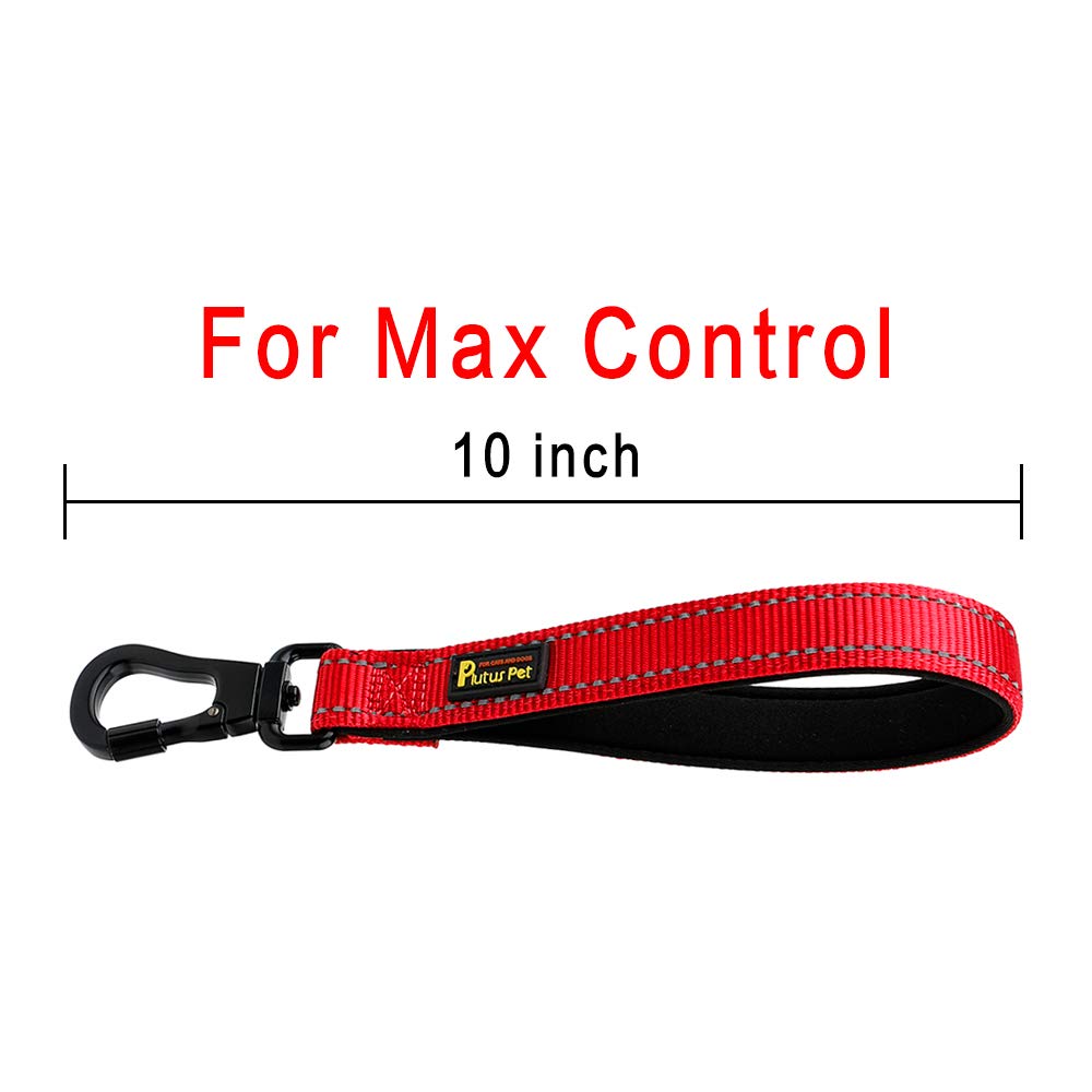PLUTUS PET Kurze Hundeleine, 25,4 cm, mit gepolstertem Nylongriff, starke Haustier-Leine mit Karabinerhaken, perfekt für große oder mittelgroße Hunde (25,4 cm, rot