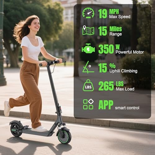 Image of VOLPAM Electric Scooter with 8.5 inch /10 inch Solid Tire, 350W /500W Powerful Motor & 19 /22 MPH Top Speed, 16-28 Miles Long Range, Folding E Scooter Choice