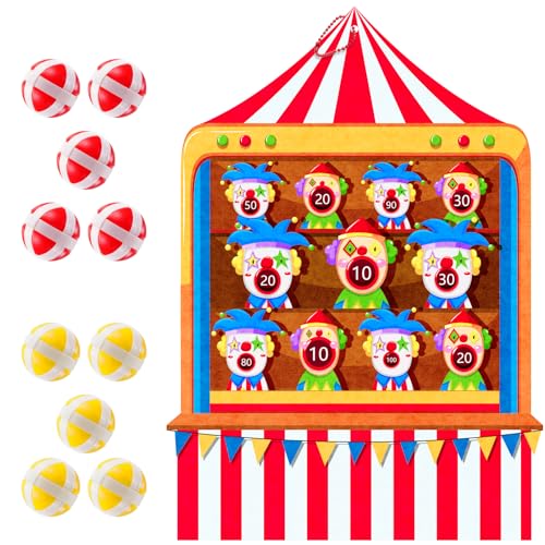 TEASIK Carnival Birthday Party Decorations - Dart Board with 10 Sticky Balls,Felt Cloth Circus Theme Party Decorations, 19.1x13.4 Inches Fun Outdoor & Indoor Family Game for Birthday