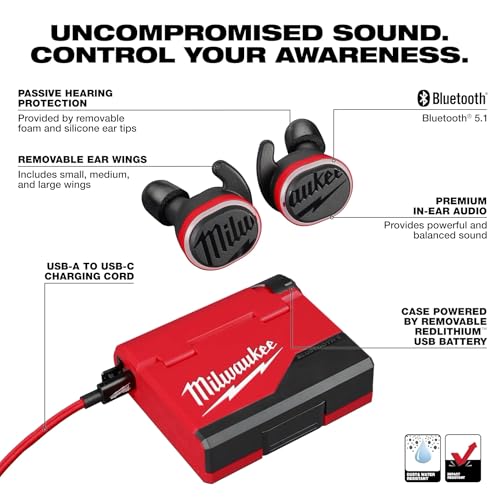 Image of Milwaukee Electric - USB BLUETOOTHREG JOBSITE Ear Buds